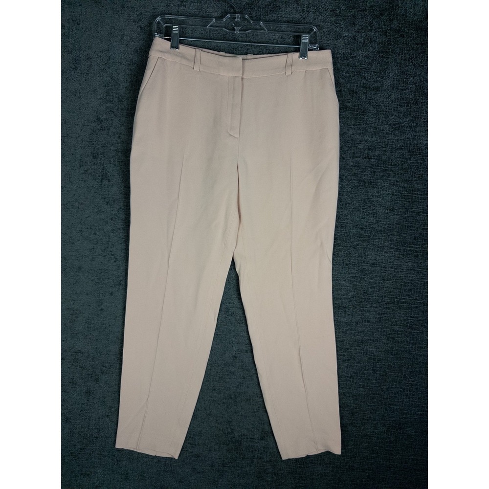 Sezane Dress Pants Womens 38 Pale Pink Ankle High Rise Flat Front